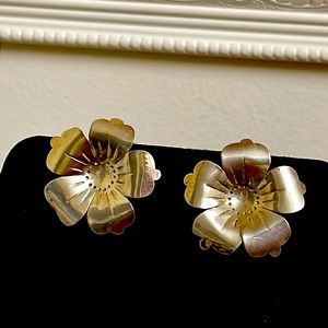 Vintage Alpaca Silver Pansy Earrings